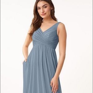 Azazie Oceana Bridesmaid Dress in Dusty Blue, size 8